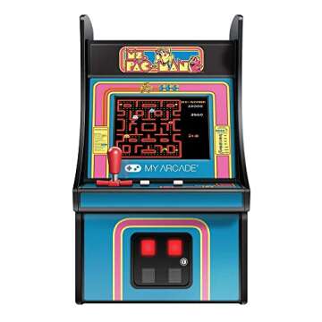 My Arcade Micro Player Mini Arcade: Ms. Pac-Man Video Game, Fully Playable, 6.75 Inch Collectible, Color Display, Speaker, Volume Buttons, Headphone Jack - Electronic Games