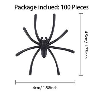 TUPARKA 100 Pcs Realistic Spider Plastic Halloween Mini Spiders Joke Toys for Haunted House Hallowee...