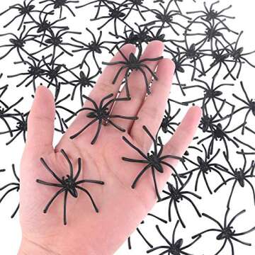 TUPARKA 100 Pcs Realistic Spider Plastic Halloween Mini Spiders Joke Toys for Haunted House Halloween Party Decoration, Black