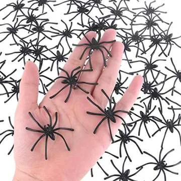 TUPARKA 100 Pcs Realistic Spider Plastic Halloween Mini Spiders Joke Toys for Haunted House Halloween Party Decoration, Black