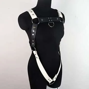 Men's Half Body Chest Belt Adjustable Faux Leather Belts with Buckles Rave Costume Punk Leather Body Cage for Men Or Gay