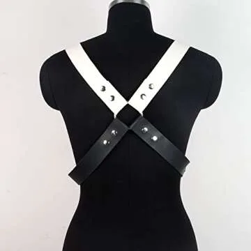Men's Half Body Chest Belt Adjustable Faux Leather Belts with Buckles Rave Costume Punk Leather Body Cage for Men Or Gay