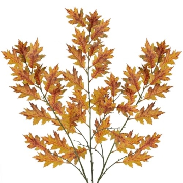 GnFlus 43.3" Artificial Fall Oak Leaves Stems Fake Autumn Foliage Silk Branches 3Pcs Faux Long Stems...
