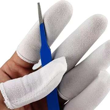 Zxfuture Pack of 100 Cotton Finger cots Protect Fingers Comfortable and Breathable, Absorb Sweat，Cloth Finger cot