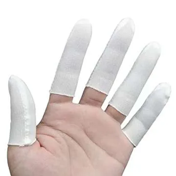 Zxfuture Pack of 100 Cotton Finger cots Protect Fingers Comfortable and Breathable, Absorb Sweat，Cloth Finger cot