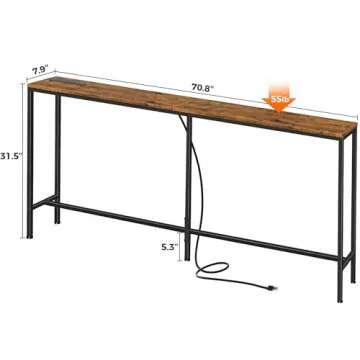 SUPERJARE Console Table with Charging Station - 70 Inch