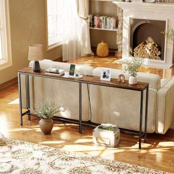 SUPERJARE Console Table with Charging Station - 70 Inch