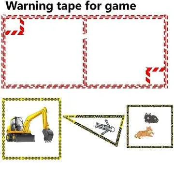 YUBX Caution Line Washi Tape Set 16 Rolls Yellow Red Boundary Masking Transportation Toy Decorative Tapes for Arts, DIY Crafts, Journals, Planners, Scrapbook, Wrapping