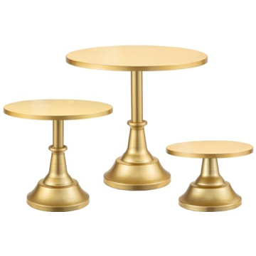 HBlife 3 Pcs Cake Stand, Gold Cake Stand Set Disc Diameter 8" 10" 12", Perfect Dessert Table Display...