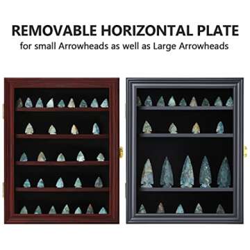 KCRasan Arrowhead Display Case - Native American Arrowhead Shadow Box Wall Mount Arrowhead Collection Display Cabinet with Uv Protection Cherry