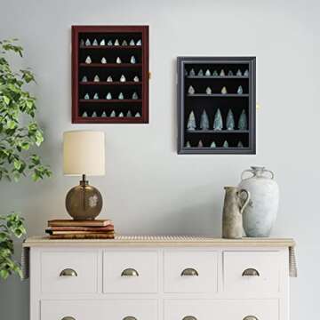 KCRasan Arrowhead Display Case - Native American Arrowhead Shadow Box Wall Mount Arrowhead Collection Display Cabinet with Uv Protection Cherry