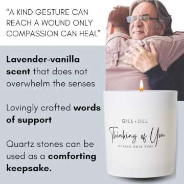 Thinking of You Candle, Bereavement Memorial Condolence Sympathy Gifts for Loss of Loved One, Father, Mother, Grief Gifts, Miscarriage Gifts, Paraffin-Free 100% Natural Soy Wax Blend with Lavender