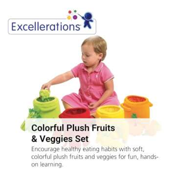Excellerations Plush Fruits and Vegetable Sorting and Counting Toy for Toddlers, 20 Plush Sorting Pi...