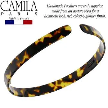 Camila Paris CP2003 French Headband for Women, Handmade Tokyo, Strong Hold Grip Women's Hair Band, Ligth and Very Flexible, No Slip and Durable Styling Girls Hair Accessories, Made in France