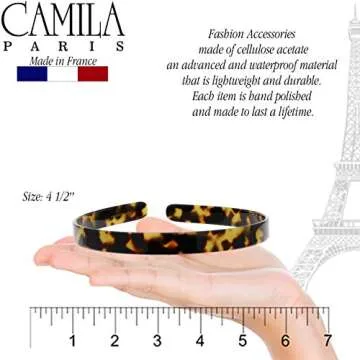 Camila Paris CP2003 French Headband for Women, Handmade Tokyo, Strong Hold Grip Women's Hair Band, Ligth and Very Flexible, No Slip and Durable Styling Girls Hair Accessories, Made in France
