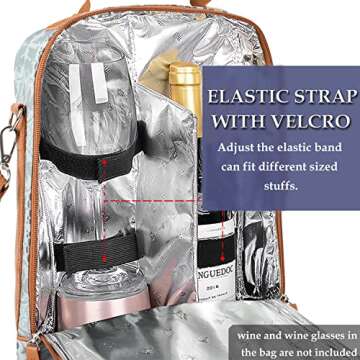 Tirrinia Insulated 2 Bottle Wine Gift Tote Bag - Wine Tumbler Glass Cooler Carrier for BYOB Restaura...