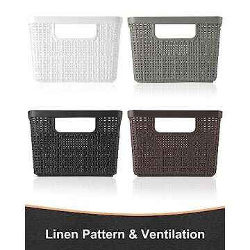 EOENVIVS Plastic Storage Baskets with Lids Lidded Storage Bins Pantry Organization and Storage Containers Organizer Bins for Shelves Drawers Desktop Closet Playroom Classroom Office,White