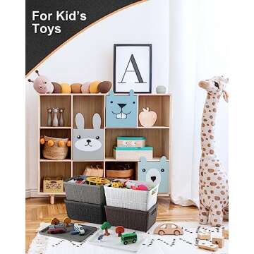 EOENVIVS Plastic Storage Baskets with Lids Lidded Storage Bins Pantry Organization and Storage Containers Organizer Bins for Shelves Drawers Desktop Closet Playroom Classroom Office,White