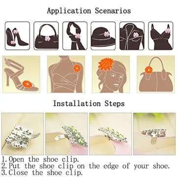 WINGOFFLY® Decorative Rhinestone Ribbon Bow Shoe Clip (Black) - Elegant Accessory