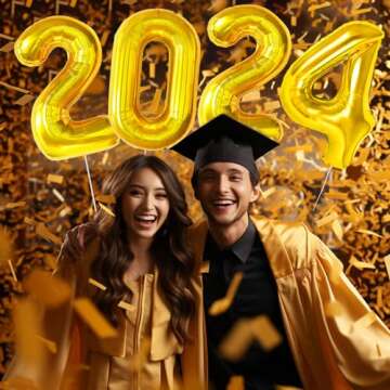 Cadeya 2024 Graduation Balloons, Huge Gold Numbers Aluminum Foil Balloons for Class of 2024 Graduati...