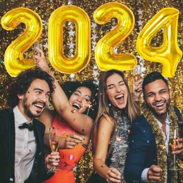 Cadeya 2024 Graduation Balloons, Huge Gold Numbers Aluminum Foil Balloons for Class of 2024 Graduation Party Decorations Supplies