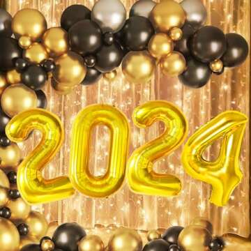 Cadeya 2024 Graduation Balloons, Huge Gold Numbers Aluminum Foil Balloons for Class of 2024 Graduation Party Decorations Supplies