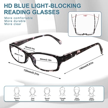 VIDEBLA 5 Pack Blue Light Blocking Reading Glasses