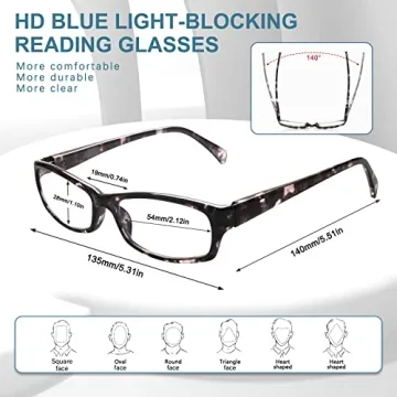 VIDEBLA 5 Pack Blue Light Blocking Reading Glasses