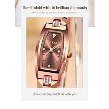OLEVS Women Rose Gold Watches Slim Thin Small Face Square Diamond Ladies Elegant Dress Tungsten Wrist Watch