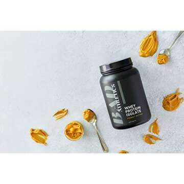 Bad Athletics Grass Fed 100% Whey Protein Isolate, Peanut Butter - Five Ingredients, 20g of Protein,...