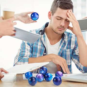 LovesTown Galaxy Stress Balls Bulk, 50PCS Foam Stress Balls 2 inch Squeeze Balls for Stress Relief Outer Space Astronaut Party Class Reward