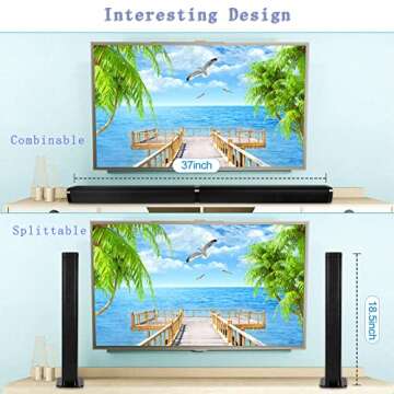 NA TV Sound bar, Bluetooth soundbar Speaker for tv with Surround Sound Home Theater System combinabl...