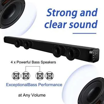 NA TV Sound bar, Bluetooth soundbar Speaker for tv with Surround Sound Home Theater System combinable Desgin, 4 Driver Speakers，tv/pc/Phone/Tablet Connection Remote Control，Wall Mountable