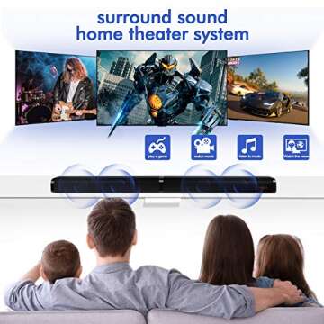 NA TV Sound bar, Bluetooth soundbar Speaker for tv with Surround Sound Home Theater System combinable Desgin, 4 Driver Speakers，tv/pc/Phone/Tablet Connection Remote Control，Wall Mountable