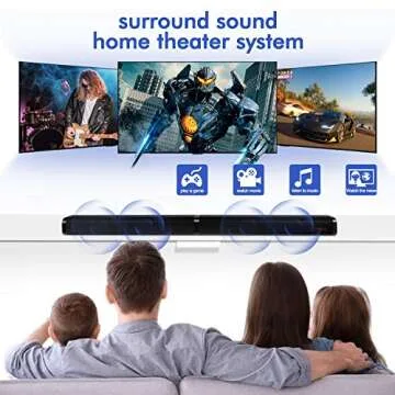 NA TV Sound bar, Bluetooth soundbar Speaker for tv with Surround Sound Home Theater System combinable Desgin, 4 Driver Speakers，tv/pc/Phone/Tablet Connection Remote Control，Wall Mountable