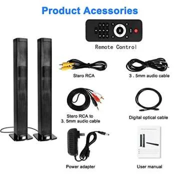 NA TV Sound bar, Bluetooth soundbar Speaker for tv with Surround Sound Home Theater System combinable Desgin, 4 Driver Speakers，tv/pc/Phone/Tablet Connection Remote Control，Wall Mountable