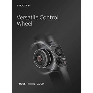 Zhiyun Smooth 5 Phone Gimbal, 3-Axis Handheld Smartphone Stabilizer with Grip Tripod, AI Face Tracking for iPhone Android Portable & Foldable, YouTube TikTok Video, FiLMiC Pro