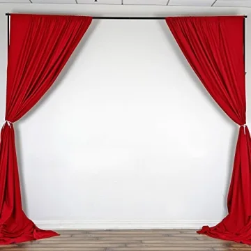BalsaCircle 10 ft Red Polyester Backdrop Curtains for Events