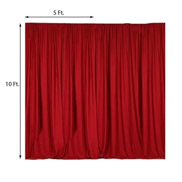BalsaCircle 10 ft Red Polyester Backdrop Curtains for Events