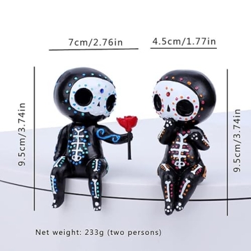 Sugar Skull Couple Statue for Unique Home Decor