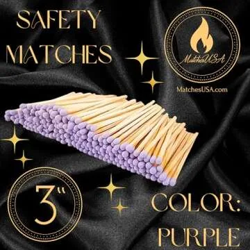 100 Count - 3" Long Purple Color Matches | Three Inch Coloful Loose Wooden Safety Match Sticks for C...