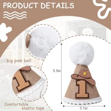 Cowboy Cone Hat for 1st Birthday - Cute & Whimsical