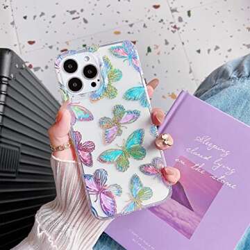 iPhone 13 Pro Max Glitter Butterfly Case for Women