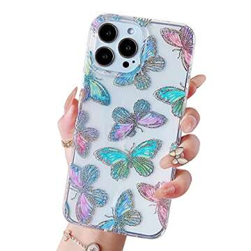 iPhone 13 Pro Max Glitter Butterfly Case for Women