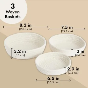 Juvale Small Round Cotton Rope Storage Baskets for Home