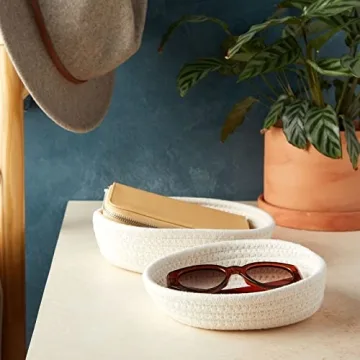 Juvale Small Round Cotton Rope Storage Baskets for Home