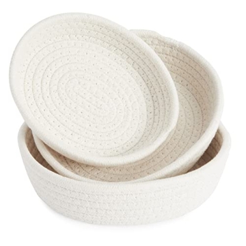 Juvale Small Round Cotton Rope Storage Baskets for Home
