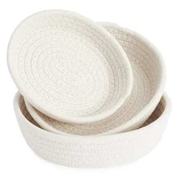Juvale Small Round Cotton Rope Storage Baskets for Home