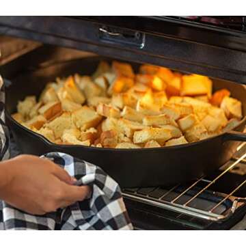 Bayou Classic 7439 16-in Cast Iron Double-Handled Skillet w/Pour Spouts Features Large Loop Handles ...