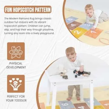 The Modern Ramona Playroom Rug- ABC Rug- Hopscotch Rug- 4'7'' x 6'6'' Machine Washable Kids Rug - Neutral Playroom Decor- Kids Room Rug- Alphabet- Kids Rugs for Playroom- ABC Numbers Rug, Large